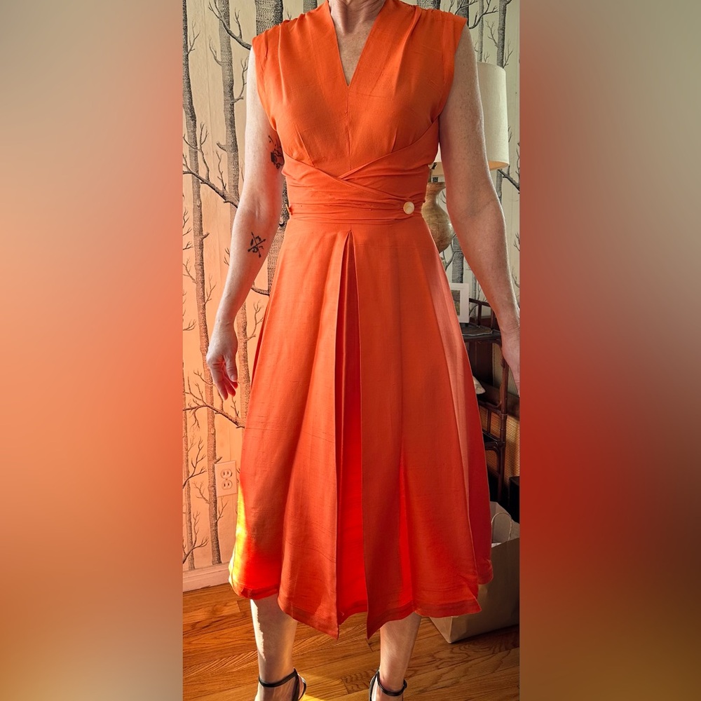 Vintage Silk Orange Women's Dress